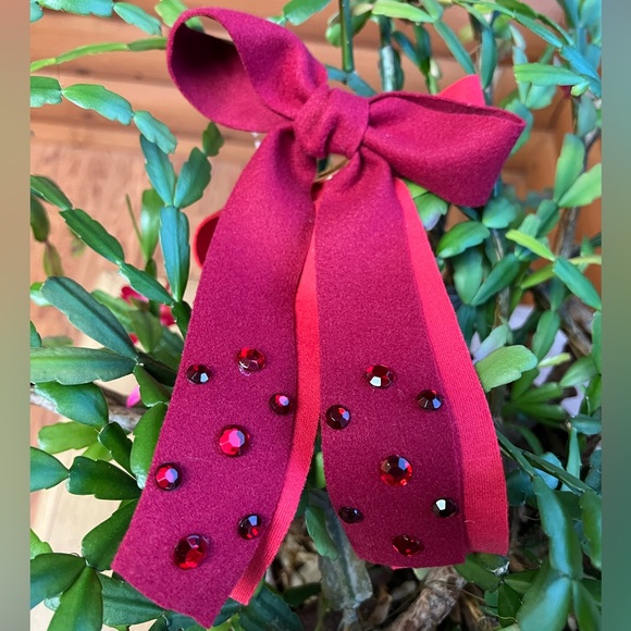 Embellished Felt Hair Bows, Set of Two - Wine - NWT - Picture 7 of 16